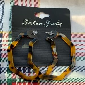 Geometric Brassy Cow Print Earrings.